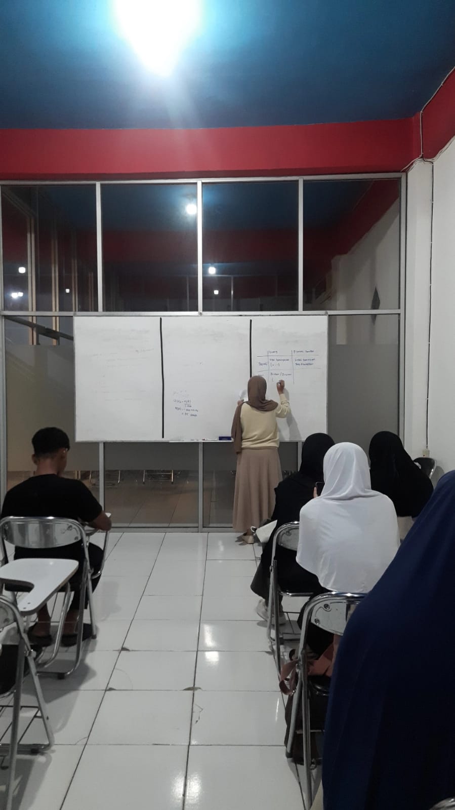 Tentor pada saat mengajar di kelas 